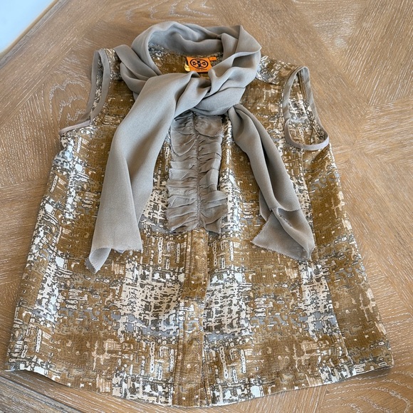 Tory Burch Gray and Brown Patterned Top - Picture 1 of 5
